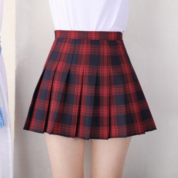 Women's Spring And Summer Plaid High Waist Skirt